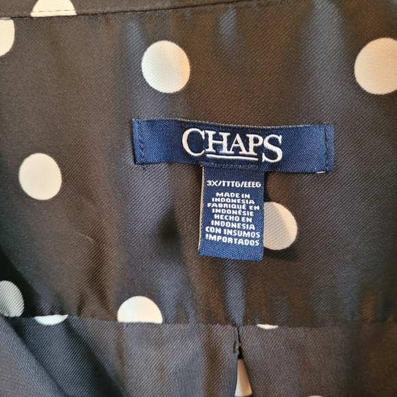 Chaps Black with White Polka Dots Button Up Longsleeve Blouse - Picture 5 of 8